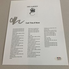 Fletcher Shears The Garden Call This # Now Signed Lyric Sheet PSA RARE A