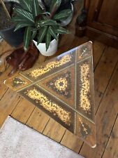 Vintage Italian Inlaid Musical Table Triangle Jewelry Box Wooden
