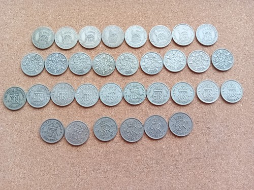 Silver sixpence coin - sixpence,