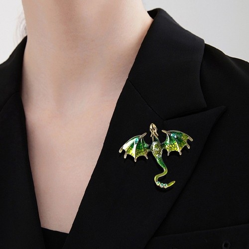 Enamel dragon brooch - brooch, vintage