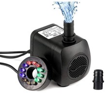 Electric Fountain Water Pump With 12 LED Light Pond Garden Pool Submersible Pump