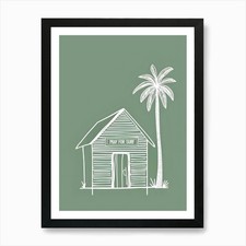 Beach Hut 3 Art Print Framed
