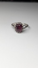 Vintage Sterling Silver Garnet Ring | Size R 1/2 | 925 Silver 