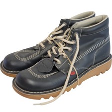 Kickers Leather Lace Up Boots Black UK Size 9 Robust Casual Footwear