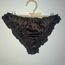 Ladies Black Satin Frilly