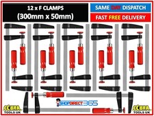 12 x F Clamps Bar Clamp Heavy Duty 300mm x 50mm 12" Long Quick Slide Wood 25-13