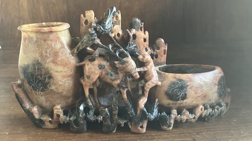 Vintage soapstone carving - soapstone,