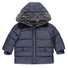 Boys Blue Winter Coat Jacket Hooded & Fleece Lined 12-18-24M & 2-3Y Ex George