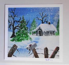 Cabin in Snow Landscape Fine
