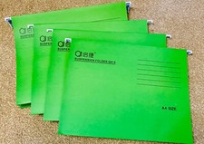 Green A4 Hanging Suspension Files with tabs and inserts for Filing Cabinet 