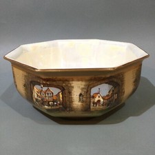 Antique Lancaster & Sons Pottery Hanley English Scenes Display Bowl