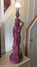 Vintage Lady Lamp Base Burgundy Red 60s/70s Vibe Retro Mid Century 15"
