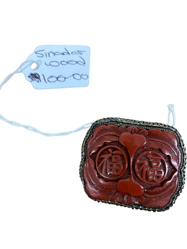Vintage cinnabar pendant - cinnabar,