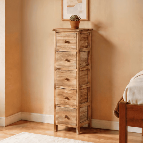 Drawer chest natural wooden - 5,