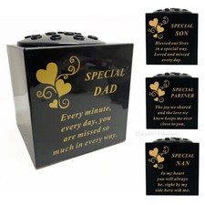 New Memorial cemetery Graveside Holder Pot  Black Gold Grave sentimental vases