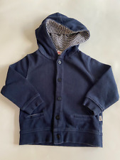 Il Gufo Boys Blue long sleeve hoodie hood & pocket lined with white stripe 6 Yr