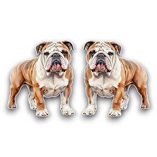 2x Small Cute British Bulldog Puppy Dog Watercolour Vinyl Sticker Decals 60x53mm