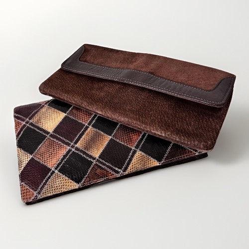 Vintage leather suede clutch - vintage,
