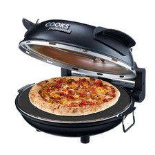 Electric Pizza Oven Maker Stone Plate Portable 1200W Black Cooks Professional