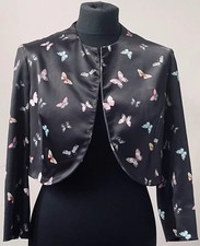 Akè Black cropped bolero style jacket with butterflies