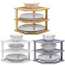 3 Tier Bamboo Corner Shelf