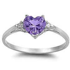 Faceted Amethyst Heart & Cz