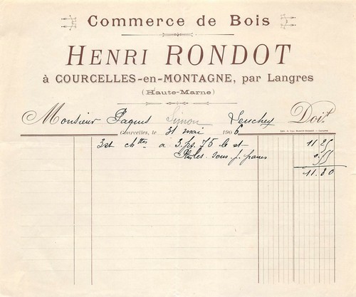Invoice wood trade by - trade, henri