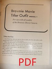 Instructions cine movie camera BROWNIE TITLER OUTFIT model 1  - Email/CD
