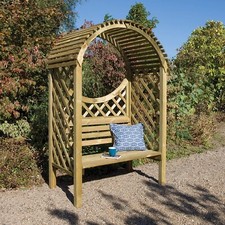 Rowlinson Keswick Garden Arbour Bench Seat with Lattice Pressure Treated