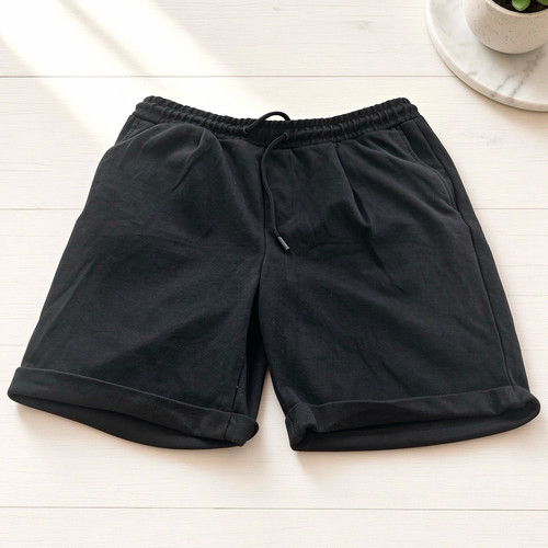Zara men black sweat shorts - men,