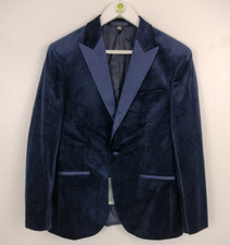 M&S Men's Slim Fit Suit Jacket Navy Velvet Suit Jacket Size 38" NEW F2