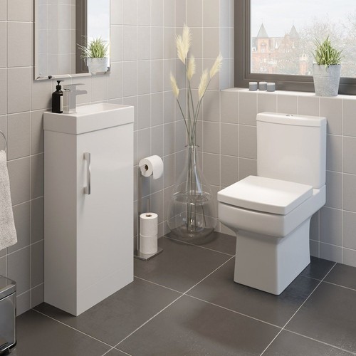 White bathroom suite cloakroom - white,
