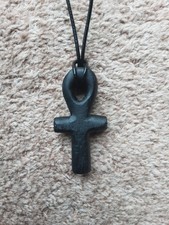 Ancient Irish Bog Oak Egyptian Ankh Pendant Necklace - Pagan, Witchcraft