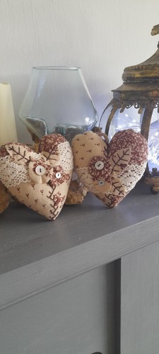 Hanging hearts vintage - hearts, cotton