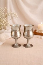 Pair Vintage Pewter Goblets