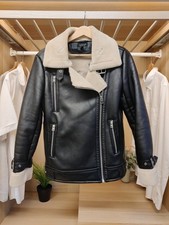 TOPSHOP COAT UK 6 BLACK FAUX