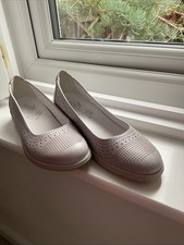 FLY FLOT-WOMENS-GREY/SILVER LEATHER SLIP ON SHOES-UK 4/EU 37