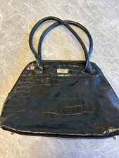 Osprey Large Black Handbag Mock Croc Pattern