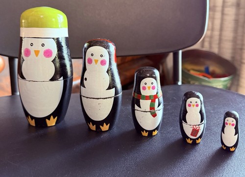 Hand painted wooden penguin - hand,