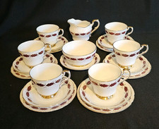 A Vintage Paragon Bone China Tea Set Elegance Pattern in Burgundy