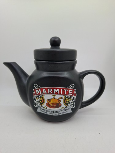 Marmite black ceramic teapot - black,