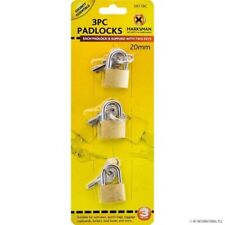 3 x 20mm Brass Padlocks With 2 Keys Each Bags Luggage Suitcase Lockers FAST POST
