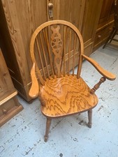 Used Oak Wheel Back Carver Chair