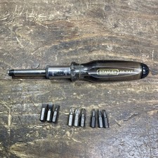 STANLEY RATCHET SCREWDRIVER 68-747 WORKING 9 BITS. CARPENTRY/WORKSHOP