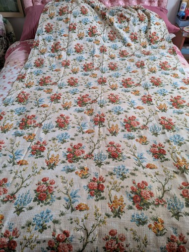 1950s vintage floral barkcloth - 1950s,