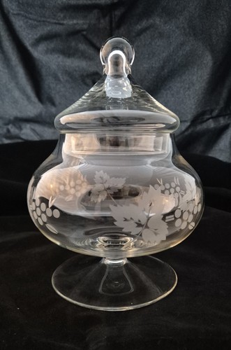 Vintage etched glass candy - vintage,