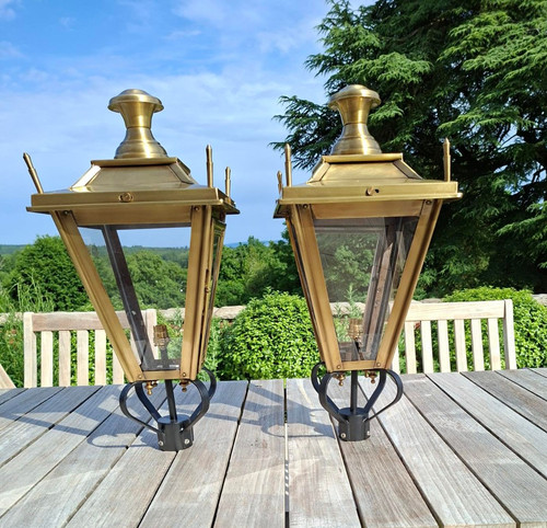 Pair antique brass - of,