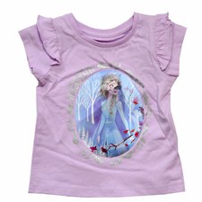 Girls Disney Frozen 2 T-Shirt Lilac Holographic Top Ages 1-5 Years Anna Elsa