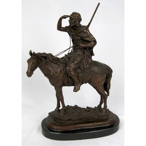 Man horse bronze sculpture - man, on