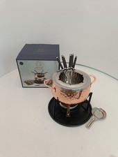 Artesa Copper Finished 6 Person Stainless Steel Chocolate / Cheese Fondue Set